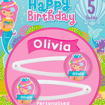 Personalised Mermaids Birthday Hair Clips, 3 of 3