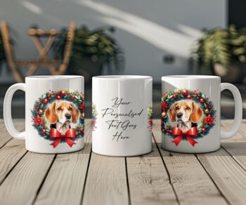 Personalised Beagle Christmas Wreath Dog Mug, 2 of 2