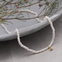 Sterling Silver Pearl Necklace With A Golden Bead, thumbnail 3 of 4