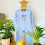 Personalised Organic Alphabet Romper Blue, thumbnail 1 of 7