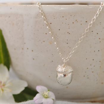 Little Acorns Mighty Oaks Grow Necklace In Silver, 4 of 5