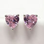 Pink Tourmaline Heart Silver Stud Gemstone Earrings, thumbnail 1 of 5