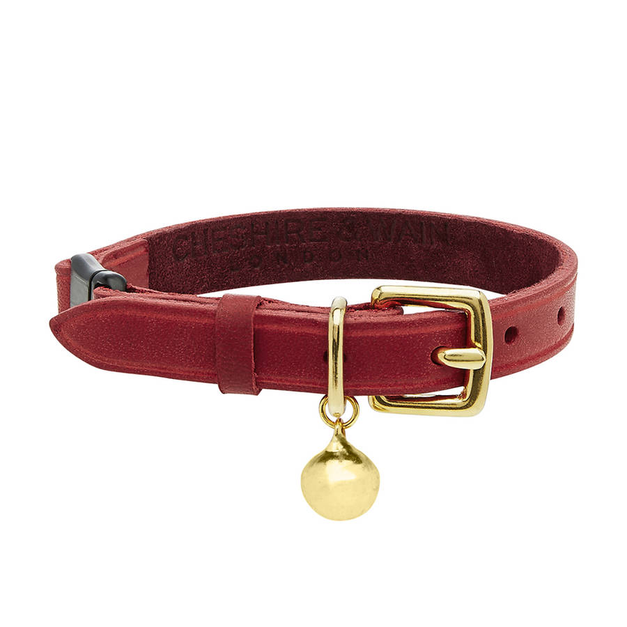 Personalised Leather Cat Collar With Safety Catch By Cheshire & Wain