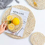 Pack Of Six Woven Corn Skin Round Table Mats, thumbnail 4 of 6