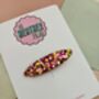 Pink And Gold Oval Glitter Resin Hair Clip / Elegant Resin Barrette / Bridesmaid Gift For Her / Glamorous Statement Hair Slide, thumbnail 2 of 5