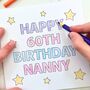 Colour In Personalised Grandma Birthday Card, thumbnail 1 of 5