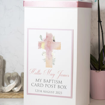 Watercolour Cross Christening Baptism Card Post Box, 2 of 4