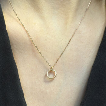 9ct Gold Hand Engraved Circle Necklace, 2 of 3