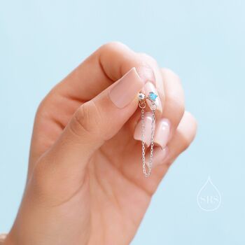 Tiny Opal Chain Ear Jacket Earrings, 4 of 12