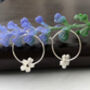 Sterling Silver Cherry Blossom Flower Hoop Earrings, thumbnail 1 of 9