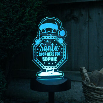 Personalised Santa Stop Here Solar Light – Christmas Outdoor LED, 7 of 9