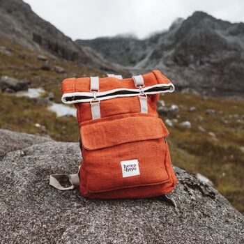Sustainable Hemp Roll Top Backpack Annapurna Orange, 2 of 12