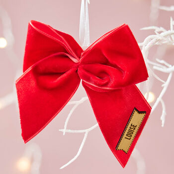 Personalised Velvet Bow Christmas Decoration, 3 of 3