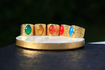 Orange Onyx Gemstone Gold Plated Adjustable Ring, 3 of 4