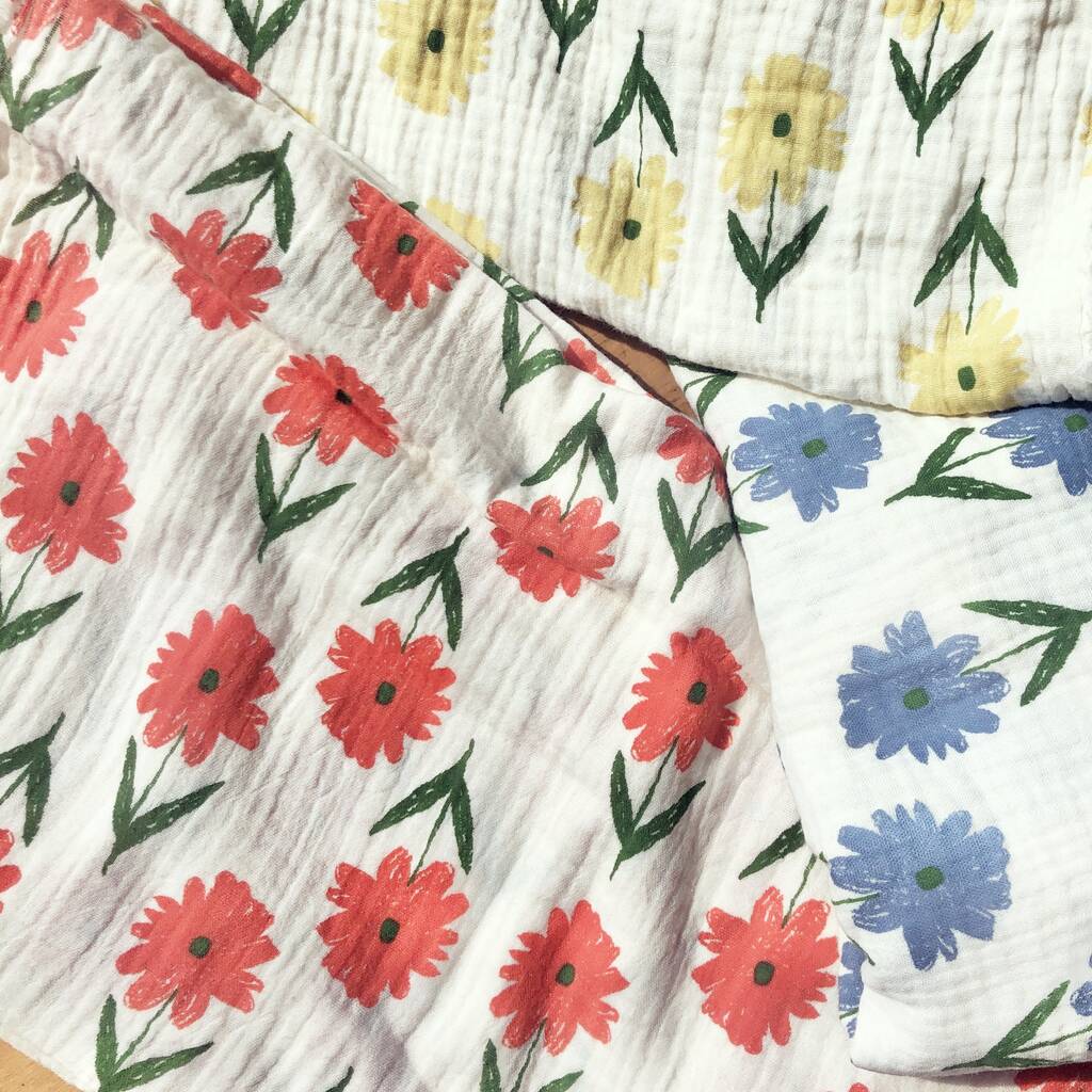Personalised Baby Blankets, Red Floral Muslin Blanket By Mustard Monday