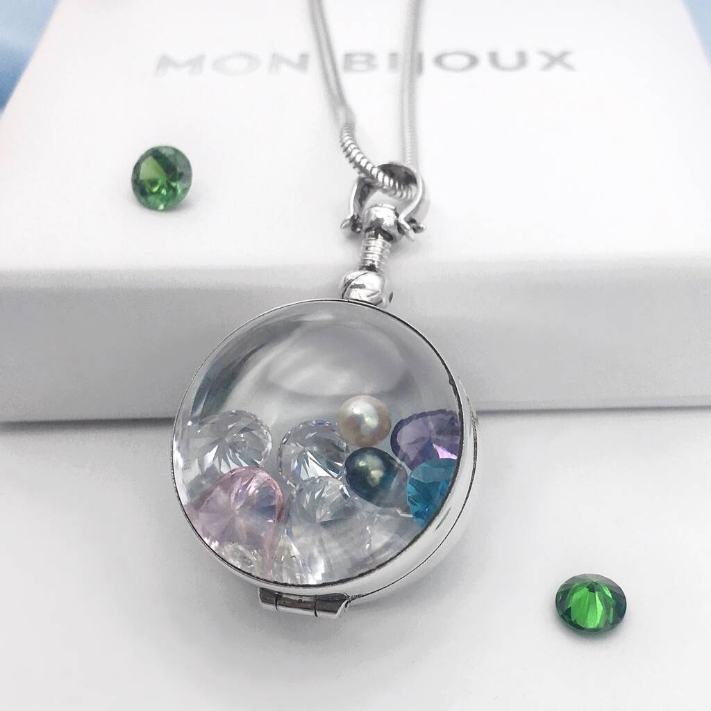 Personalised Round Fillable Locket For Gemstones, 1 of 12