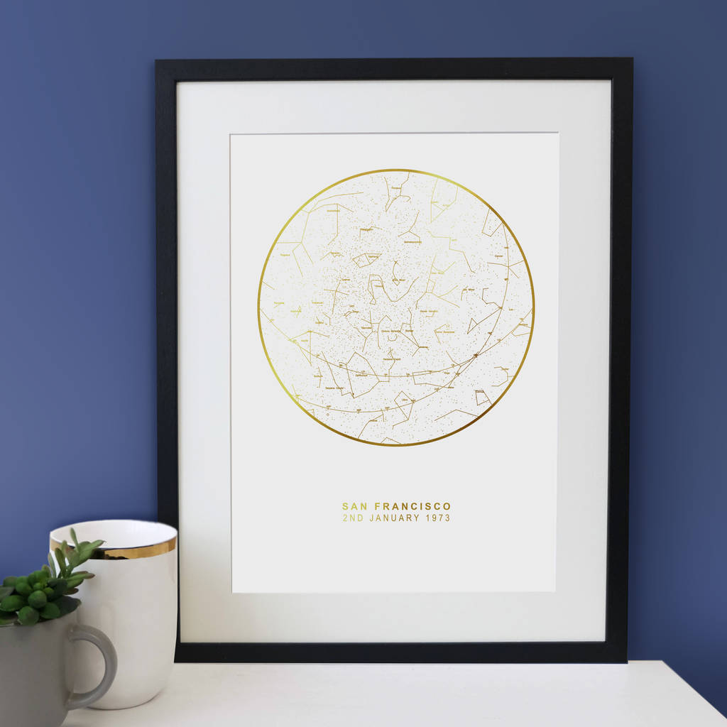 personalised wedding gift map of the stars print by bookishly