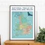 Hiking Trails Of England And Wales Map Art Print, thumbnail 4 of 7