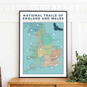 Hiking Trails Of England And Wales Map Art Print, 4 of 7