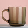 Pair Of 1970s Smoked Glass Vintage Coffee Tea Mugs, thumbnail 2 of 3