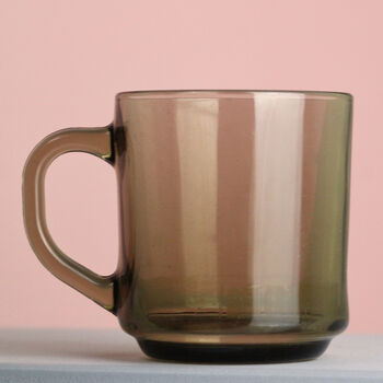 Pair Of 1970s Smoked Glass Vintage Coffee Tea Mugs, 2 of 3