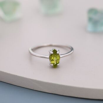 Genuine Green Peridot Crystal Ring In Sterling Silver, 6 of 12