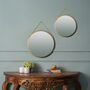 Hanging Wall Mirror Golden Finish Round, thumbnail 1 of 7