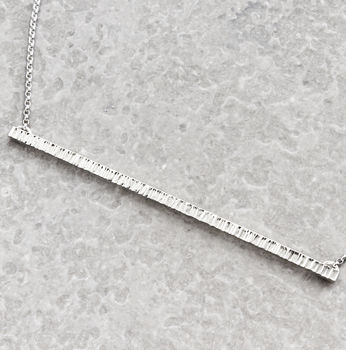Long Silver Hammered Bar Necklace, 2 of 3