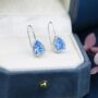 Aquamarine Blue Droplet Drop Hook Earrings, thumbnail 1 of 11