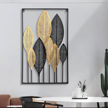 Modern Black And Gold Leaf Luxury Wall Art Decor, 6 of 12