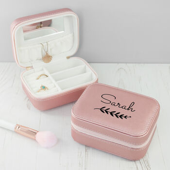 Personalised Wreath Pink Travel Jewellery Case, 2 of 12