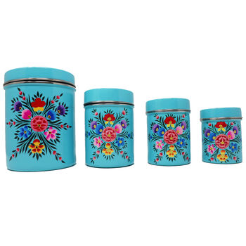 Hand Painted Tea Coffee Sugar Canister Set, 4 of 9