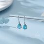 Sterling Silver Aquamarine Blue Cz Droplet Drop Earrings, thumbnail 5 of 12