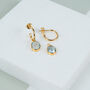 Manhattan Gold Plated And Blue Topaz Gemstone Earrings, thumbnail 1 of 4