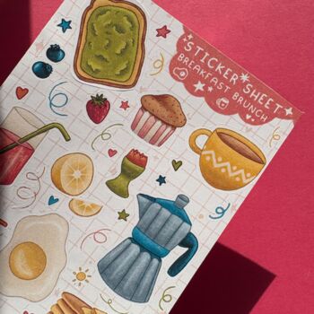 Illustrated Breakfast Items Sticker Sheet, Journalling, 2 of 4