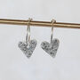 Sterling Silver Textured Heart Charm Hoops, thumbnail 4 of 10
