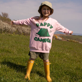 Happy Camper Girl's Slogan Sweatshirt, 4 of 5