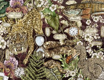 The Prehistoric Eden Serving Tray In Burgandy Featuring Extinct Wildlife By House Of Norris, 3 of 3