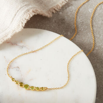 Green Peridot Bar Chain Necklace, 3 of 8