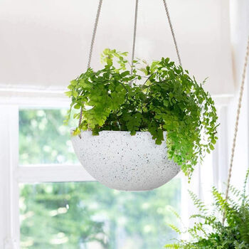 Pack Of Two Speckled White Hanging Planters, 4 of 6