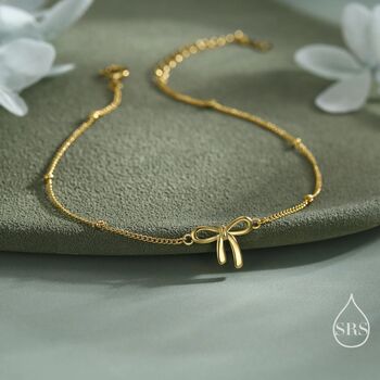 Sterling Silver Ribbon Bow Bracelet, 2 of 12