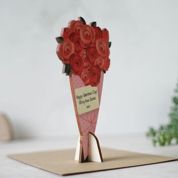 Personalised Valentines Card In Wood, Roses, 5 of 5