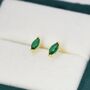 Sterling Silver Marquise Emerald Green Stud Earrings, thumbnail 6 of 11