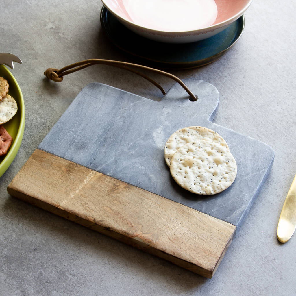 Marble And Mango Wood Cheese Board By The Rustic Dish