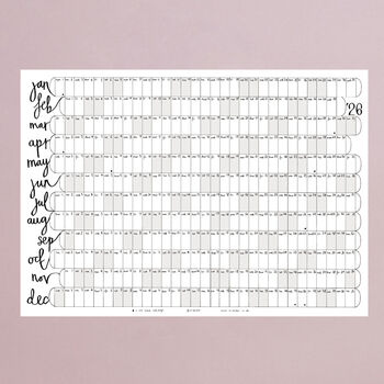 Mini 2026 Wall Planner B+W Year Calendar A3, 4 of 6