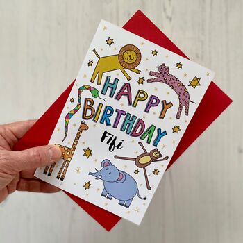 Personalised Children's Jungle Animal Birthday Card, 2 of 3