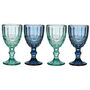 Set Of Four Blue Embossed Wine Goblets, thumbnail 2 of 6