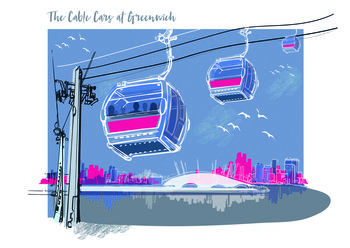 Greenwich Cable Cars London Greetings Card, 2 of 2