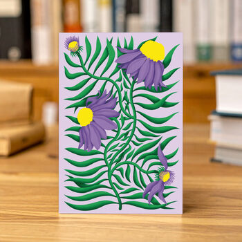 Floral Purple Echinacea Greeting Card, 2 of 3