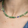 Green Gemstone Bead And Pearl Charms Necklace, thumbnail 2 of 5